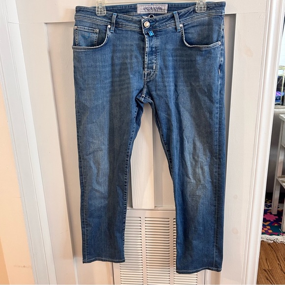 JACOB COHEN J688 COMF Wash Denim Stretch Slim Fit Handmade Tailored Jeans Sz 38 - Picture 1 of 9